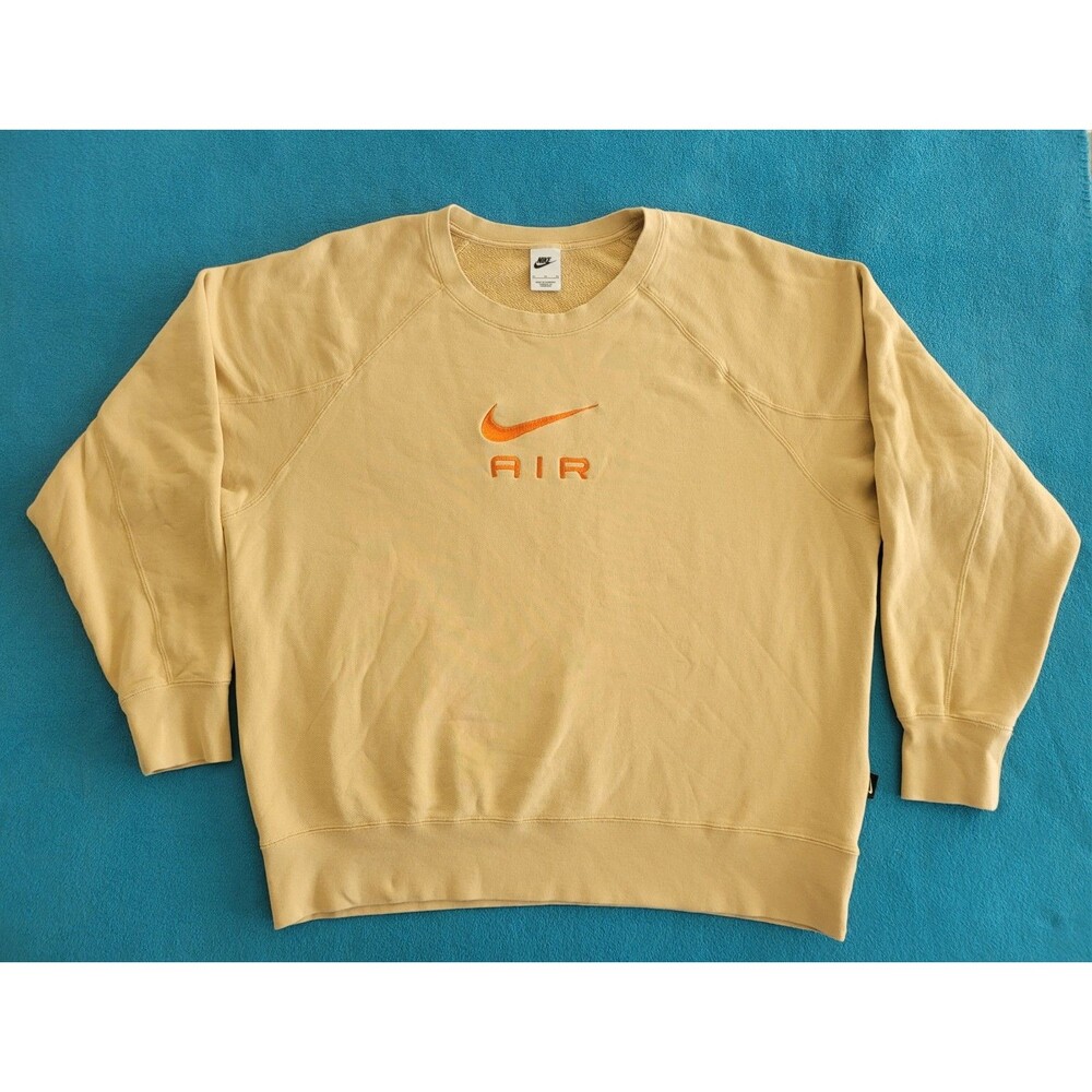 Nike Air Mens Sweatshirt XL Tan Embroidered Logo Crewneck Y2K Baggy
